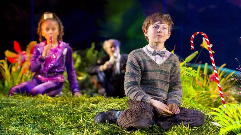 Actors Mya Olaye and Tom Klenerman in ‘Charlie and the Chocolate Factory’ the Roald Dahl musical in London. Photograph: Helen Maybanks via The New York Times