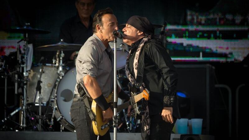 Bruce Springsteen and Steven Van Zandt pictured at the Wrecking Ball concert in Nowlan Park Kilkenny. Picture Dylan Vaughan.