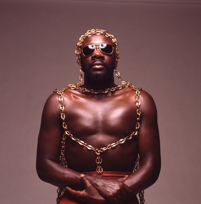 Isaac Hayes in 1972 during a photo shoot for Essence magazine. Photograph: Anthony Barboza/Getty Images