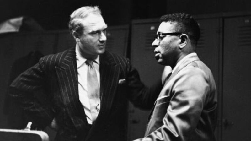 Jazz promoter Norman Granz and legendary jazz trumpeter Dizzy Gillespie in 1955. Photograph: Metronome/Getty Images