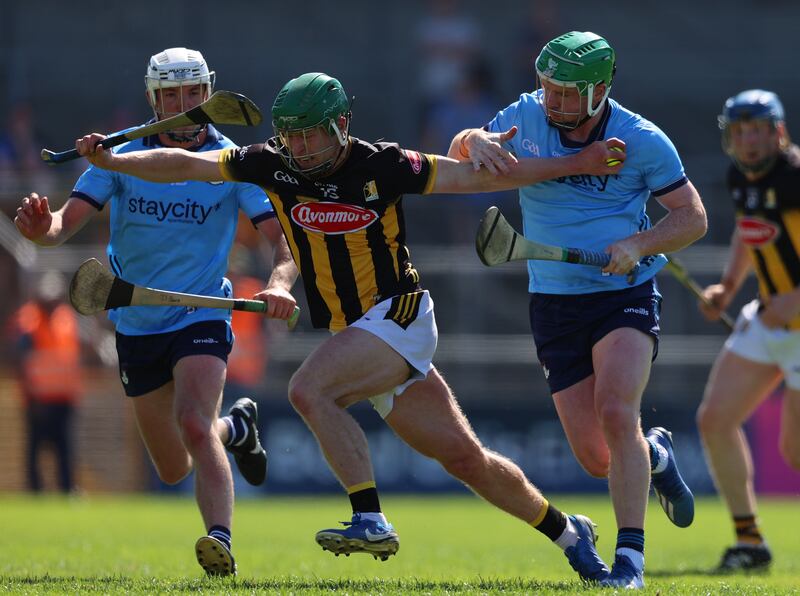Dublin's Conor McHugh tackles Kilkenny's Martin Keoghan. Photograph: Leah Scholes/Inpho