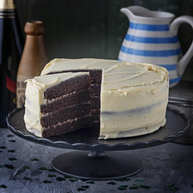 Black velvet cake (Guinness chocolate sponge and champagne buttercream) Photograph: Harry Weir
