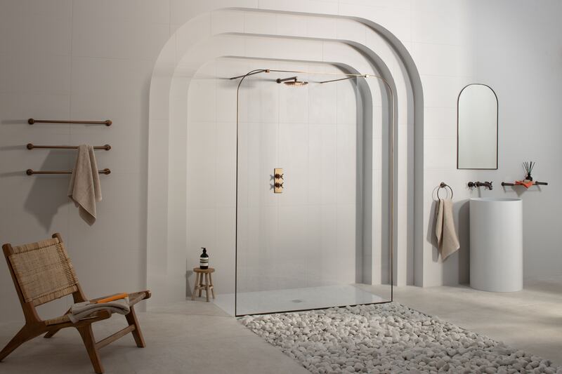 Clear shower panels create a more spacious feel: Matki EauZone Dome Twin Entrance wet room panel, matki.co.uk