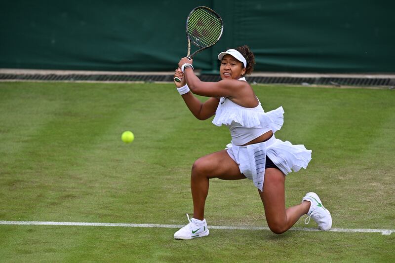 Japan's Naomi Osaka returns against France's Diane Parry. Photograph: Andrej Isakovic/AFP via Getty