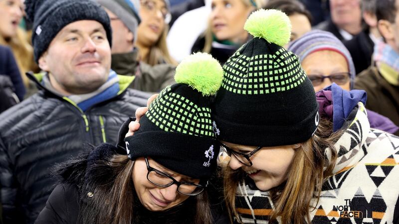 Ireland fans  at the final whistle against England. Ireland are still a very good team with a brilliant coach who has devised a highly effective if inescapably methodical and unimaginative style of playing the game. It could be that 2018 proves to be as good as it gets. And that’s okay. Photograph: Tom Honan
