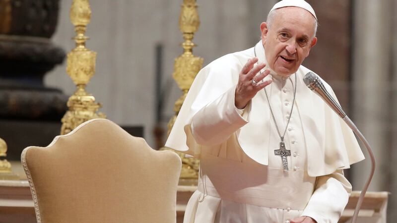 Pope Francis  at St Peter’s Basilica in Rome.  Photograph: AP Photo/ Alessandra Tarantino