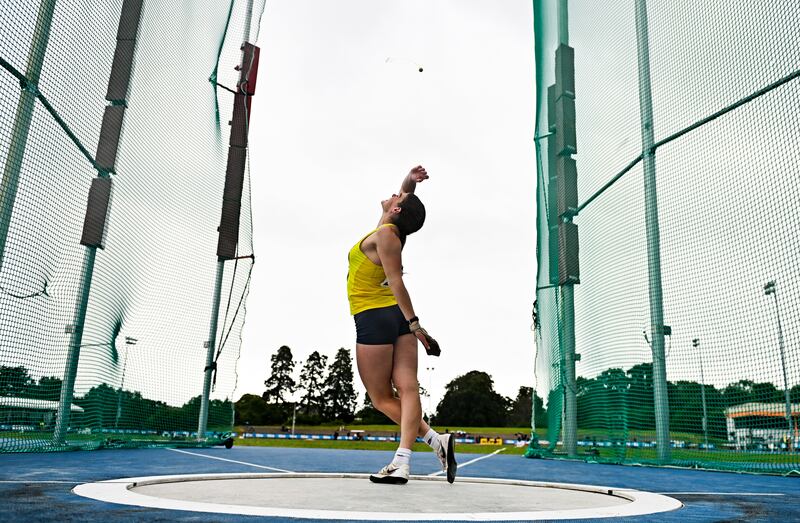 Nicola Tuthill competing in the women's hammer during day two Athletics Ireland National Outdoor Senior Championships in Santry in June 2024. Photograph: Sam Barnes/Sportsfile