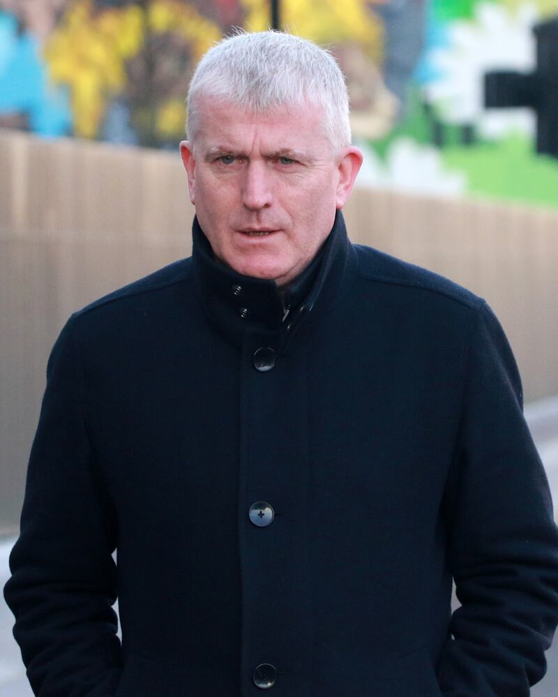 John Kiely, Limerick hurling manager, arriving at the sentencing hearing for Kyle Hayes. Photograph: Brendan Gleeson