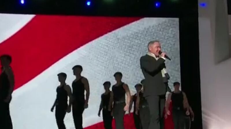 Michael Flatley introduces his Lord of the Dance set at Donald Trump’s Inauguration Ball on January 20th, 2017.