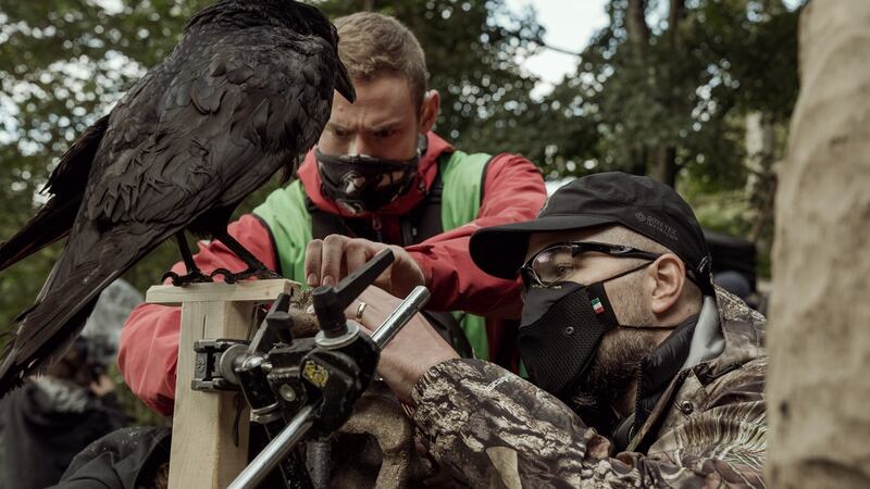 Director Robert Eggers (right) and crew filming The Northman.  Photograph: Aidan Monaghan