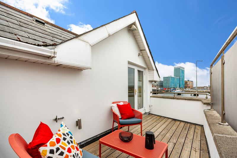 Rooftop terrace with views of the Liffey.