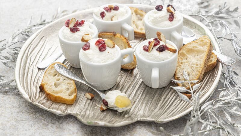 Whipped goat’s cheese pots with apple and cranberry. Photograph: Harry Weir Photography