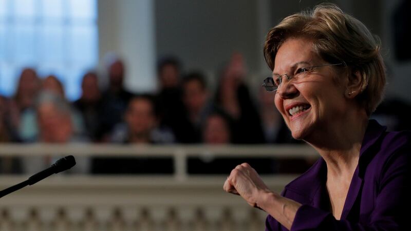 Elizabeth Warren  delivers a speech at Old South Meeting House in Boston, Massachusetts, US, last week. Photograph: Brian Snyder/Reuters