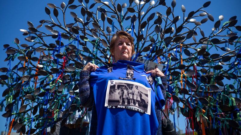 Child sex abuse survivor Carolyn Unwin (74), from Cairns, Queensland stands on the front lawn of Parliament House in Canberra on October 22, 2018, after  Scott Morrison delivered a national apology to child sex abuse victims. Photograph: Getty