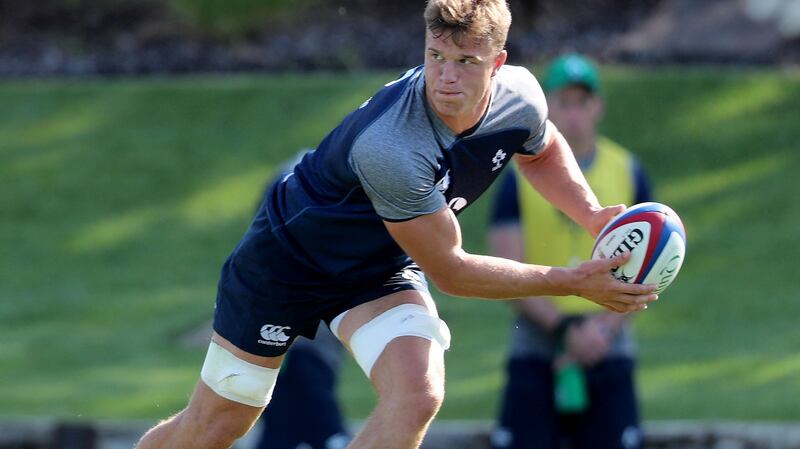 Josh van der Flier during Ireland training in Portugal. The 25-year-old made his senior international debut in the 21-10 defeat at Twickenham in March 2016.   Photograph: Dan Sheridan/Inpho