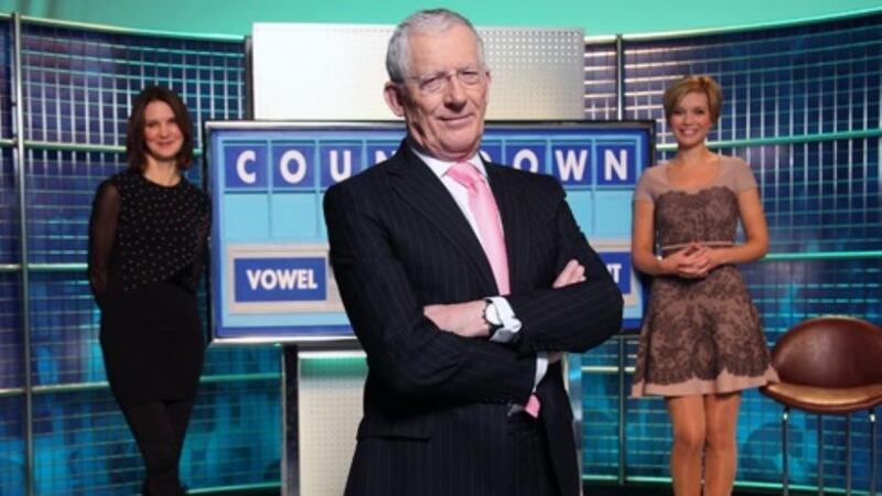 Susie Dent (left) with Nick Hewer and Rachel Riley on the set of Countdown. Photograph: Channel 4