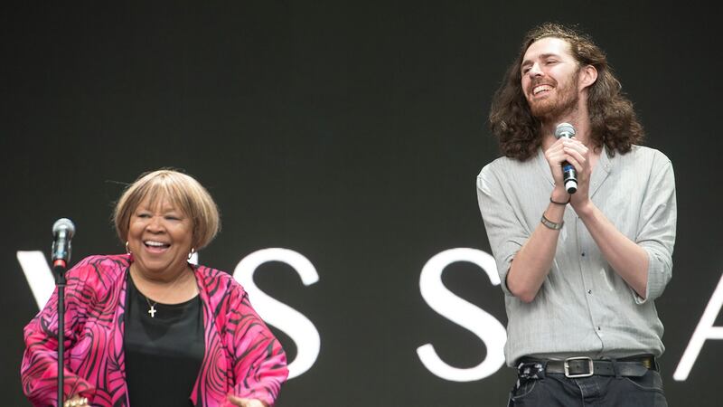 Hozier and Mavis Staples on the main stage at this year’s Electric Picnic. Photograph: Dave Meehan