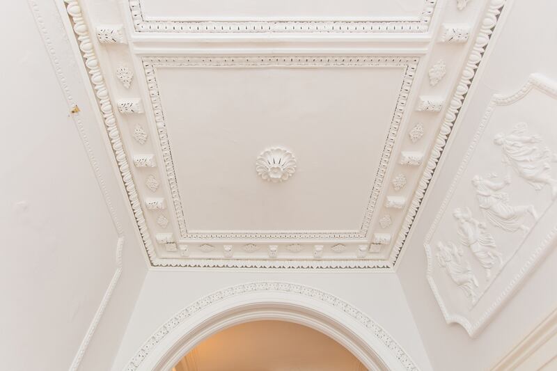 Ceiling plasterwork in the hall.