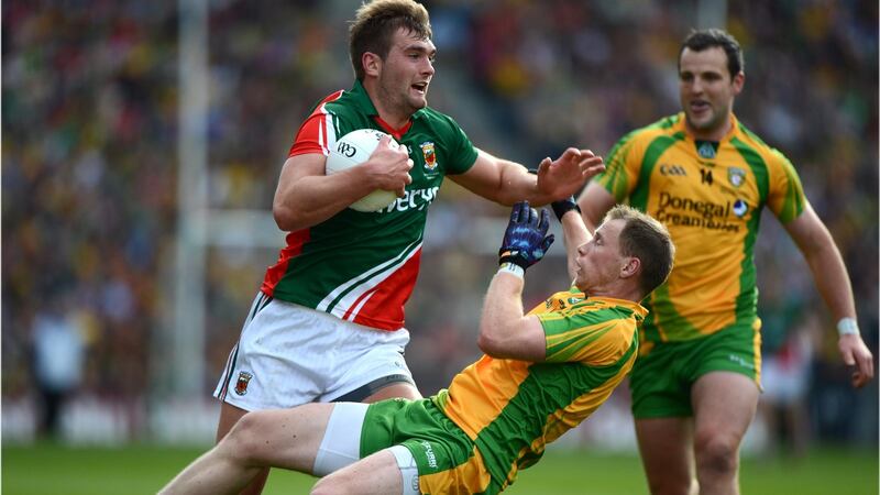 Mayo and Donegal in action in the 2012 All-Ireland final at Croke Park. Mayo’s consistency over a six-year period was remarkable. Photographer: Dara Mac Dónaill