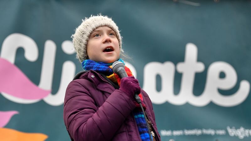 Swedish environmentalist Greta Thunberg speaks in Brussels in March. Photograph: John Thys/Getty/AFP