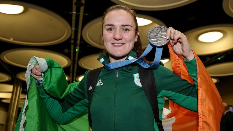 Kellie Harrington with her silver medal after the 2019 European Games in Minsk. Photograph: Laszlo Geczo/Inpho