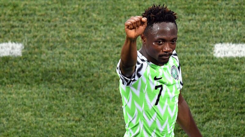 Ahmed Musa’s scored twice to inspire Nigeria to a 2-0 win over Iceland. Photograph: Philippe Desmazes/ AFP/Getty