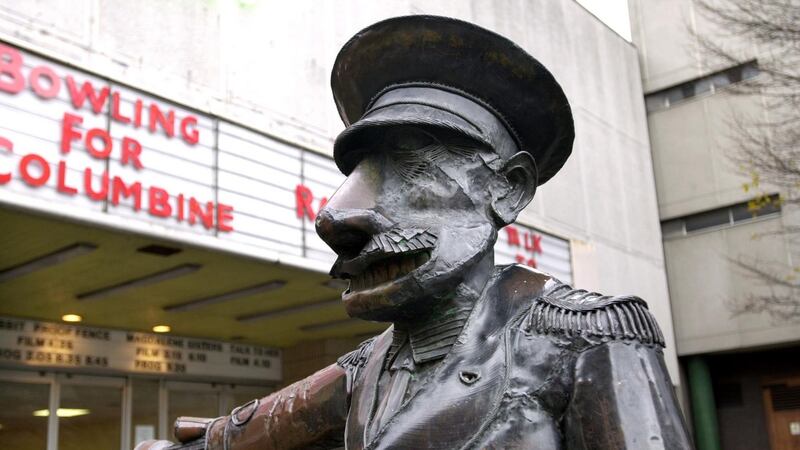 The iconic usher sculpture outside the former Screen Cinema on Hawkins Street, which has been demolished. Photograph: Matt Kavanagh