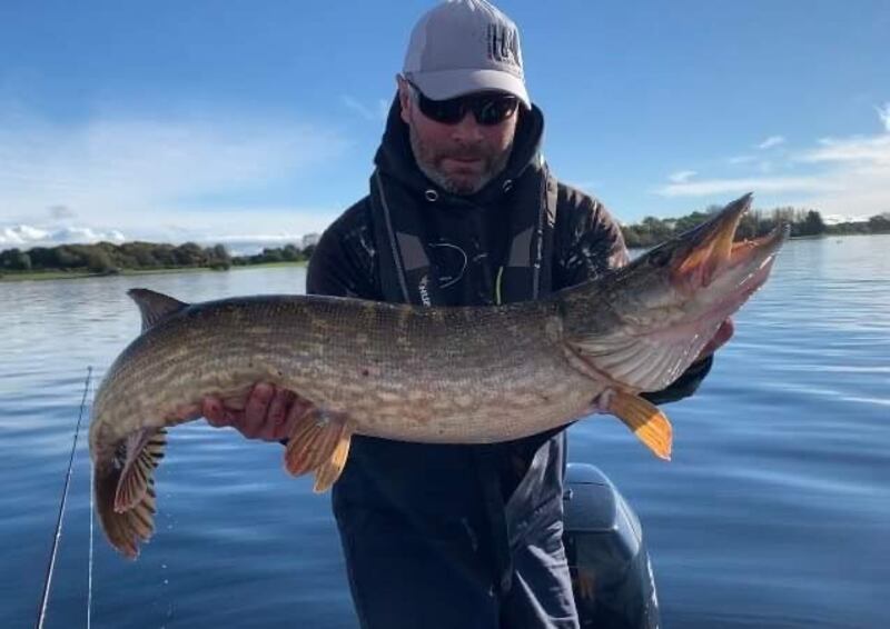 Jacek Gorny with the longest pike (106cm) caught during the All Ireland Lure Pairs Championships on Lough Ree.
 
