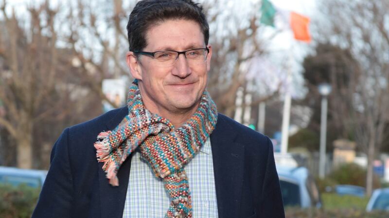 Green Party leader Eamon Ryan’s scarf of many colours.   Photograph: Collins