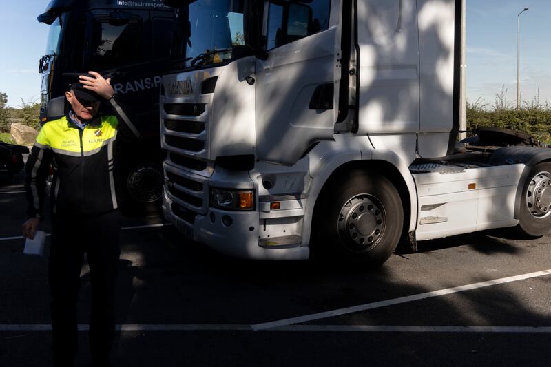 Inspector Peter Woods from the Dublin Roads Policing Unit doing undercover work on the N7 in a lorry. Photograph: Chris Maddaloni