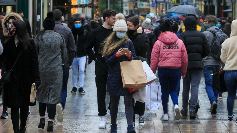 Christmas shoppers are seen on Grafton Street in Dublin city centre.Photo:Gareth Chaney/Collins