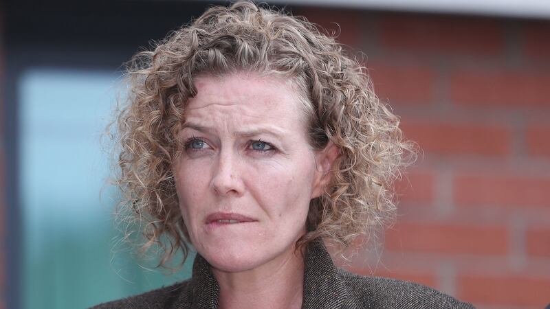 Fiona Donohoe, the mother of Noah Donohoe, outside Musgrave Police Station in Belfast last week during a public appeal over his disappearance. Photograph: Niall Carson/PA Wire