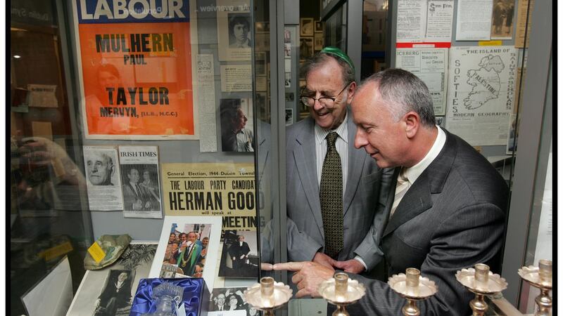 Then Minister for Foreign Affairs Dermot Ahern, right, with the honorary president of the Irish Jewish Museum Mr Justice Henry Barron.  Photograph: Matt Kavanagh