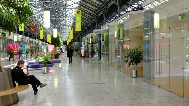 Stack A on George’s Dock in Dublin: only 20 per cent of its retail units are trading. Photograph: David Sleator / The Irish Times