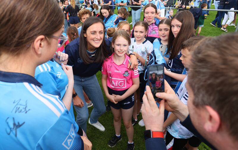 Hannah Tyrrell with young fans during Dublin's official homecoming at The Naul following last year's All-Ireland win over Kerry. Photograph: Tom Maher/Inpho 