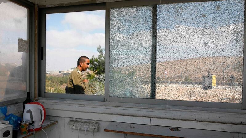 Challenged to halt, the Palestinian “opened his shirt, drew a pistol and fired at the security staff and troopers at close range”, said the police spokeswoman.   Photograph: AFP