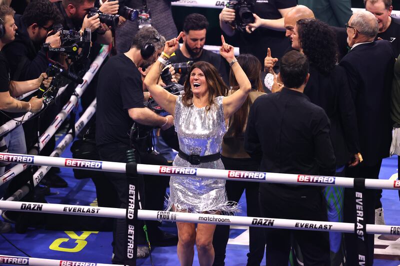 When they were opened, there was Taylor weighed down by belts, her Ma doing a jig in the ring while the crowd nigh on lifted the roof off the place. Photograph: Bryan Keane/Inpho