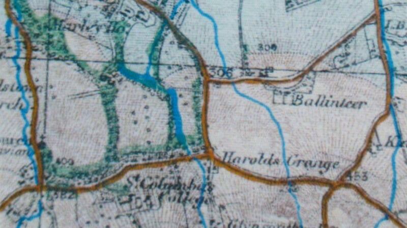 An early map of Ballinteer that features in A Local History of Ballinteer, Co Dublin, edited by Sean Magee .