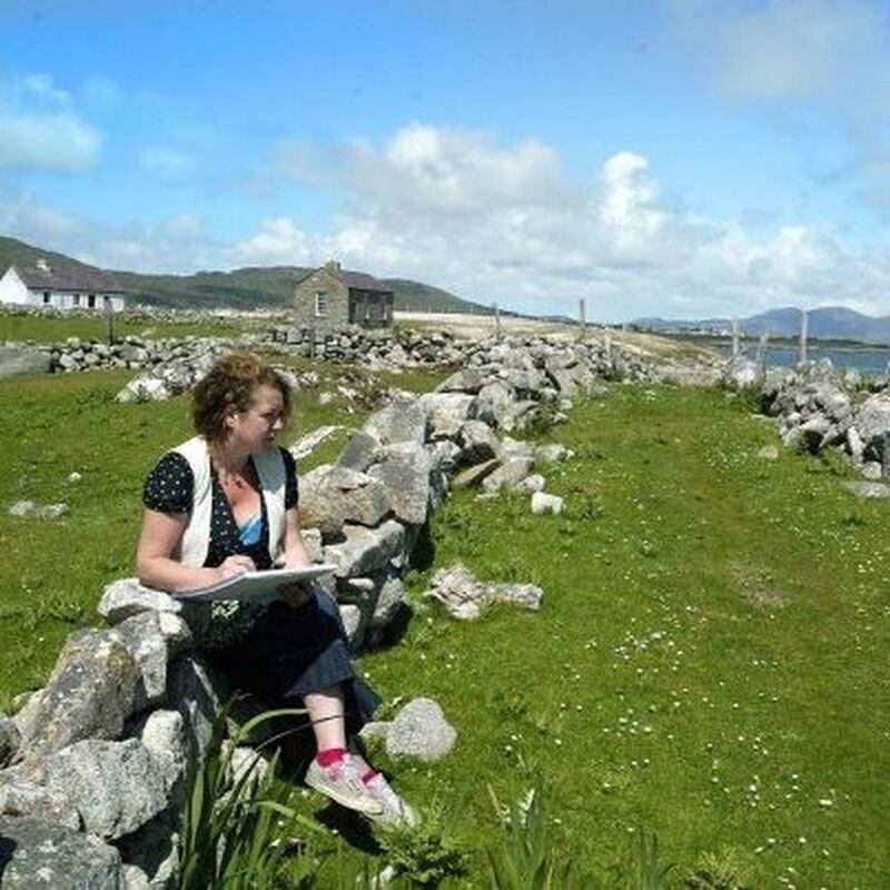 Rosie McGurran at work on Inishlacken, Photograph:  Jonathan Porter
