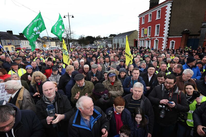 Some of the crowd at the protest.  Photograph: Brian Farrell