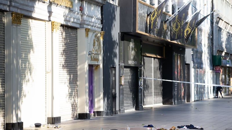The scene of the fatal stabbing on O’Connell Street in Dublin. Photograph: Tom Honan/The Irish Times.
