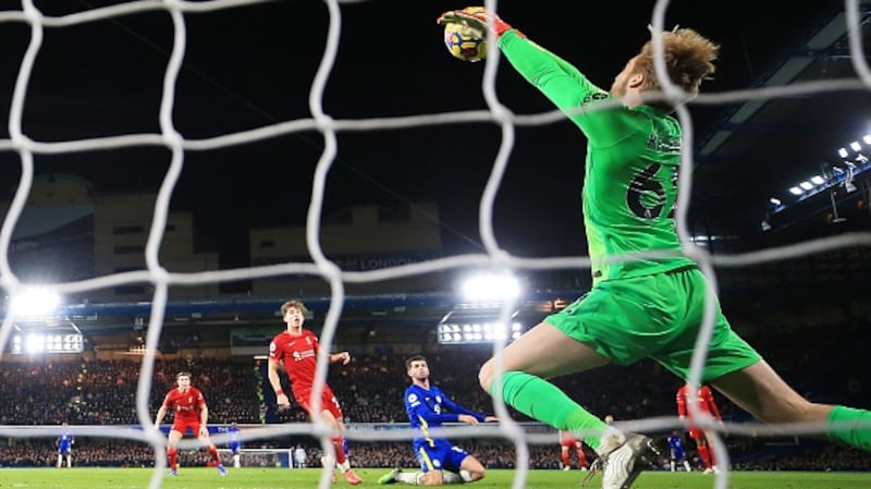 Caoimhin Kelleher denied Pulisic with a late save. Photograph:  Catherine Ivill/Getty Images