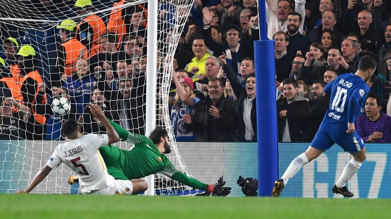 Chelsea’s Eden Hazard in their Champions League draw with Roma at Stamford Bridge. Photo: Will Oliver/EPA