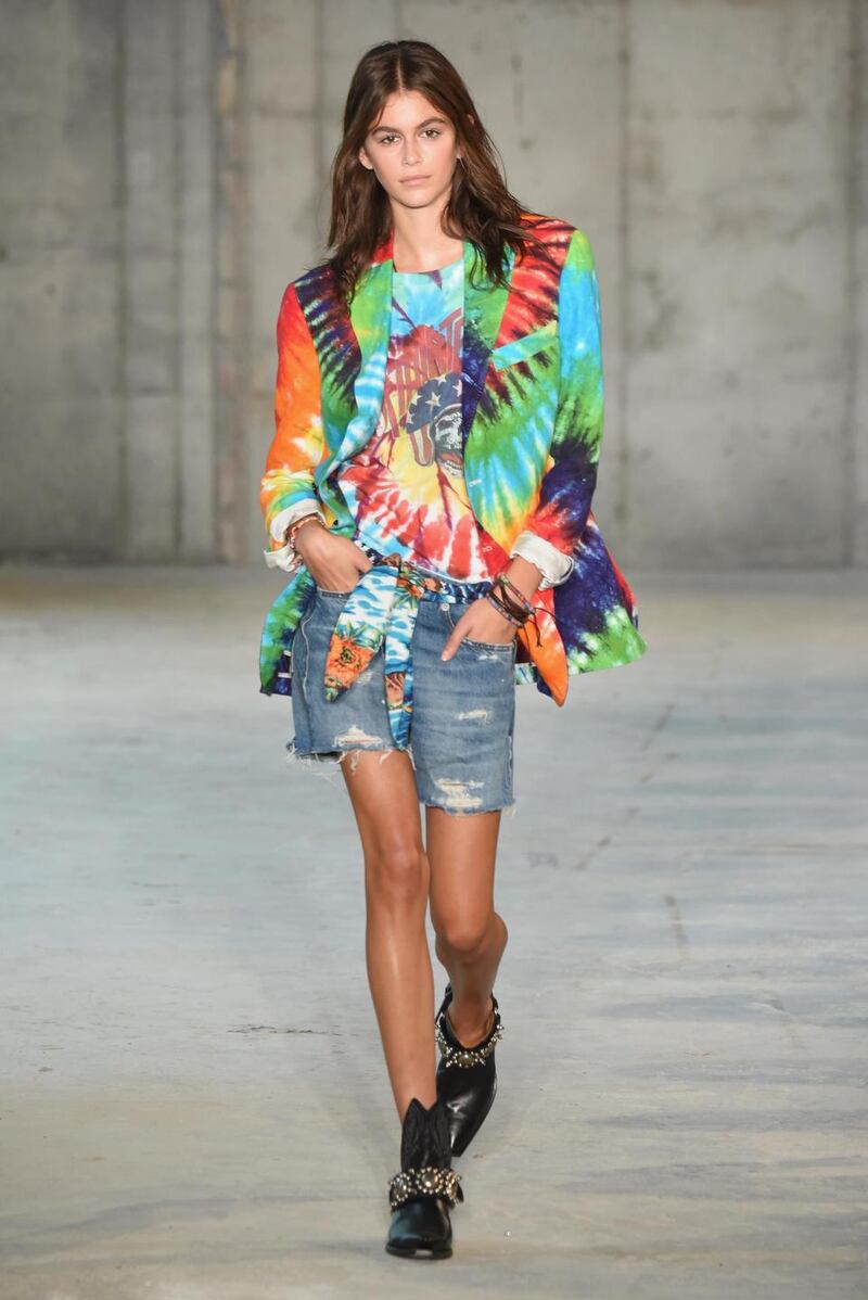 NYFW: Kaia Gerber models R13. Photograph: Albert Urso/Getty