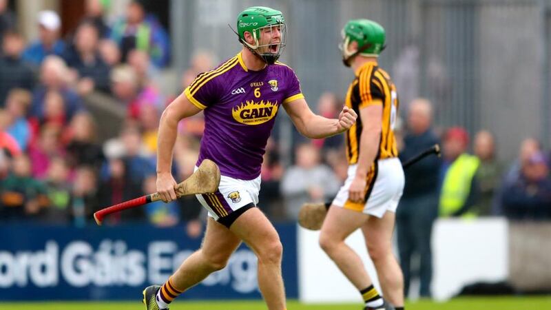O’Hanlon celebrates his point in their win over Kilkenny. Photo: James Crombie/Inpho