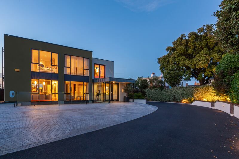 Front of house in evening