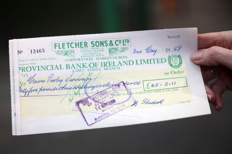An old cheque from 1969 found during the redevelopment of the market Photograph: Chris Maddaloni