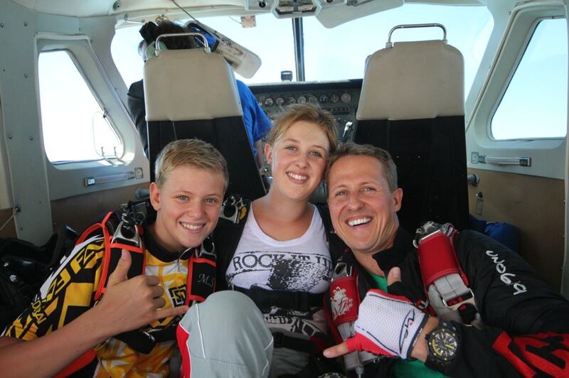 Michael Schumacher with his son, Mick, and daughter, Gina