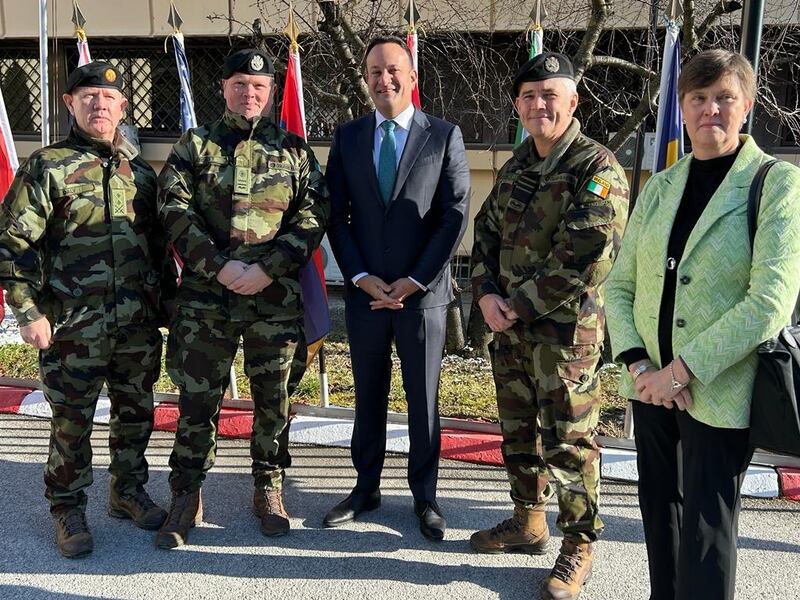 In Pristina on Thursday, Taoiseach Leo Varadkar met Defence Forces troops stationed with the Nato-led peacekeeping mission in Kosovo