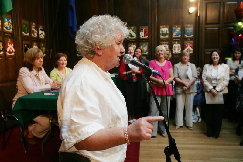 Nell McCafferty at the Women for Europe Yes in the Lisbon Treaty Referendum campaign at Dublin's Mansion house. Photograph: Alan Betson
